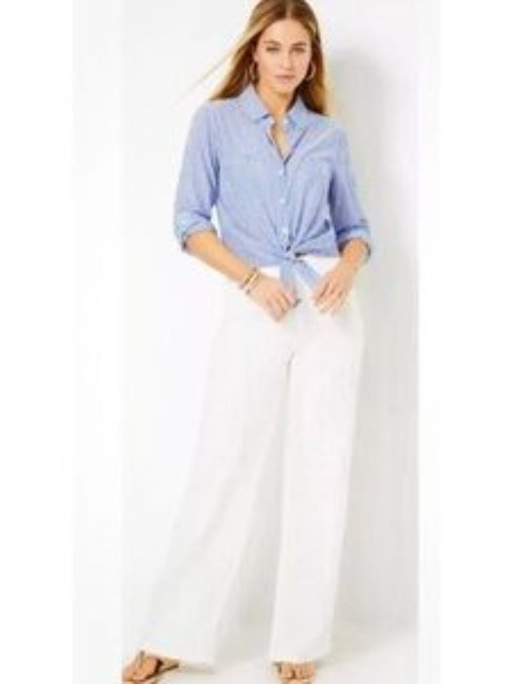 Lilly Pulitzer Deri Linen Palazzo Pant Size‎ L/12-14 in Resort White